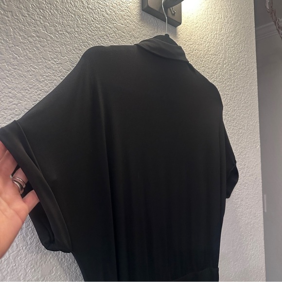 Brigette Brianna M Black Wrinkle-Free Jumpsuit Button-Down Elastic Waist Pockets - Picture 12 of 13